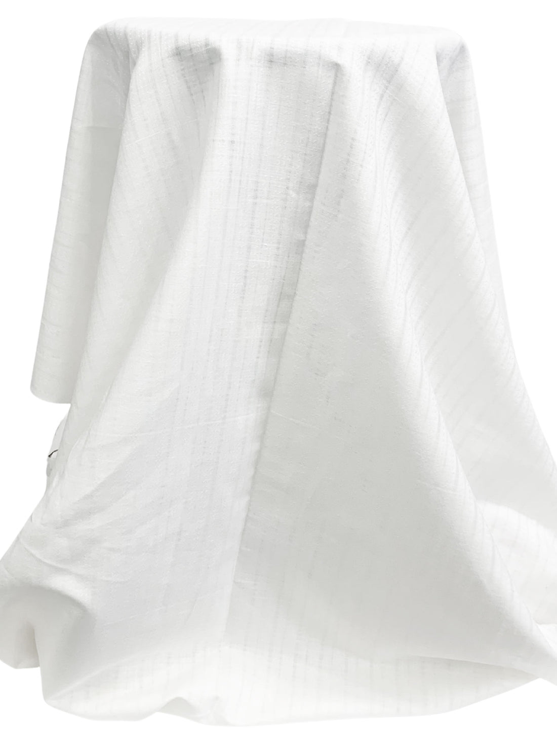 White Cotton/Linen Vertical Leno Weave Shirting 44W