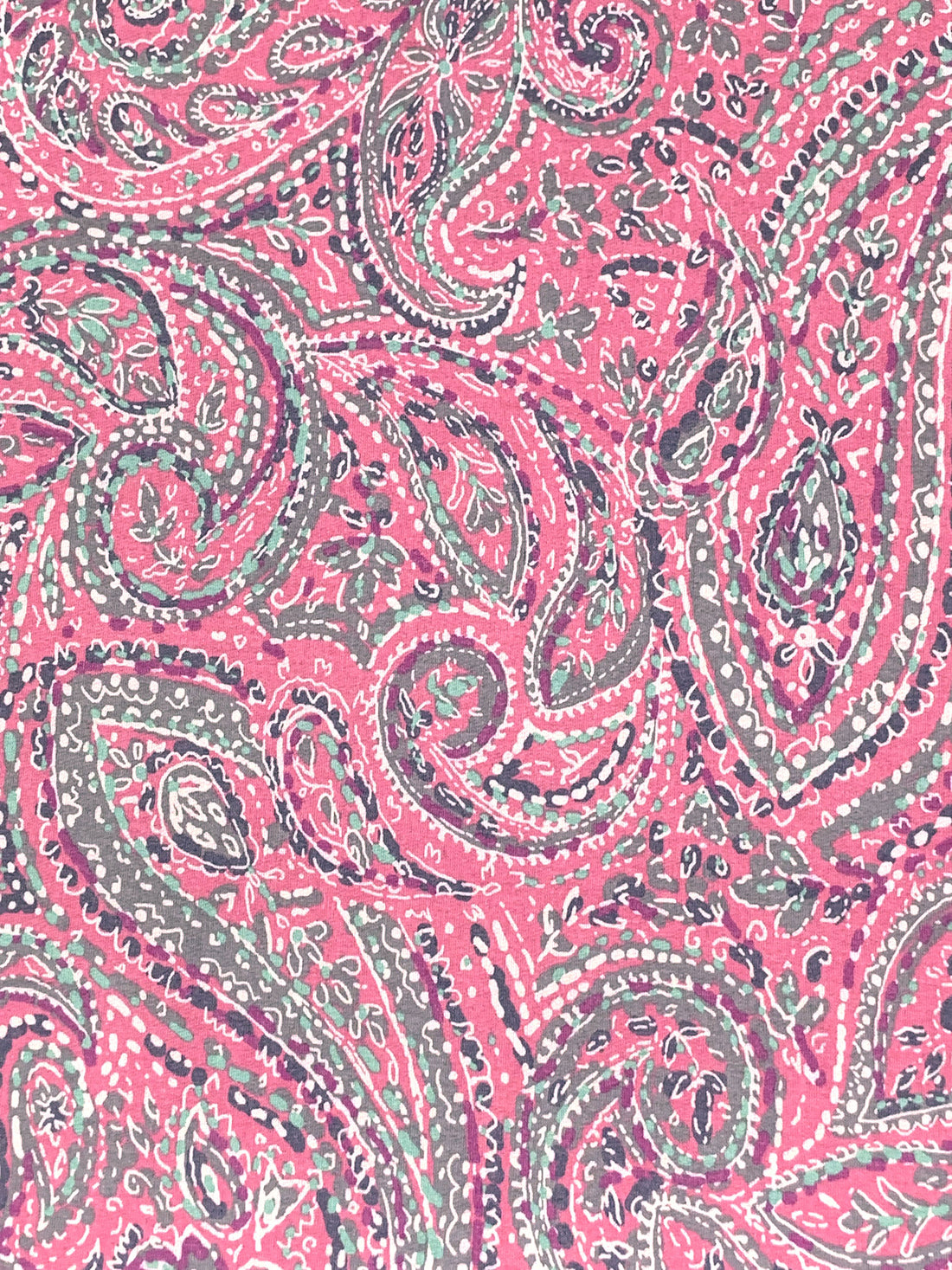 Charm Pink/Old Lavender/White/Multi Polyester/Rayon/Lycra Stylized Paisley Print French Terry Knit - 59W