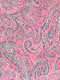 Charm Pink/Old Lavender/White/Multi Polyester/Rayon/Lycra Stylized Paisley Print French Terry Knit - 59W