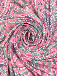 Charm Pink/Old Lavender/White/Multi Polyester/Rayon/Lycra Stylized Paisley Print French Terry Knit - 59W