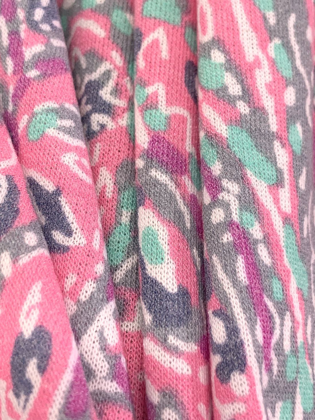 Charm Pink/Old Lavender/White/Multi Polyester/Rayon/Lycra Stylized Paisley Print French Terry Knit - 59W