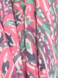 Charm Pink/Old Lavender/White/Multi Polyester/Rayon/Lycra Stylized Paisley Print French Terry Knit - 59W