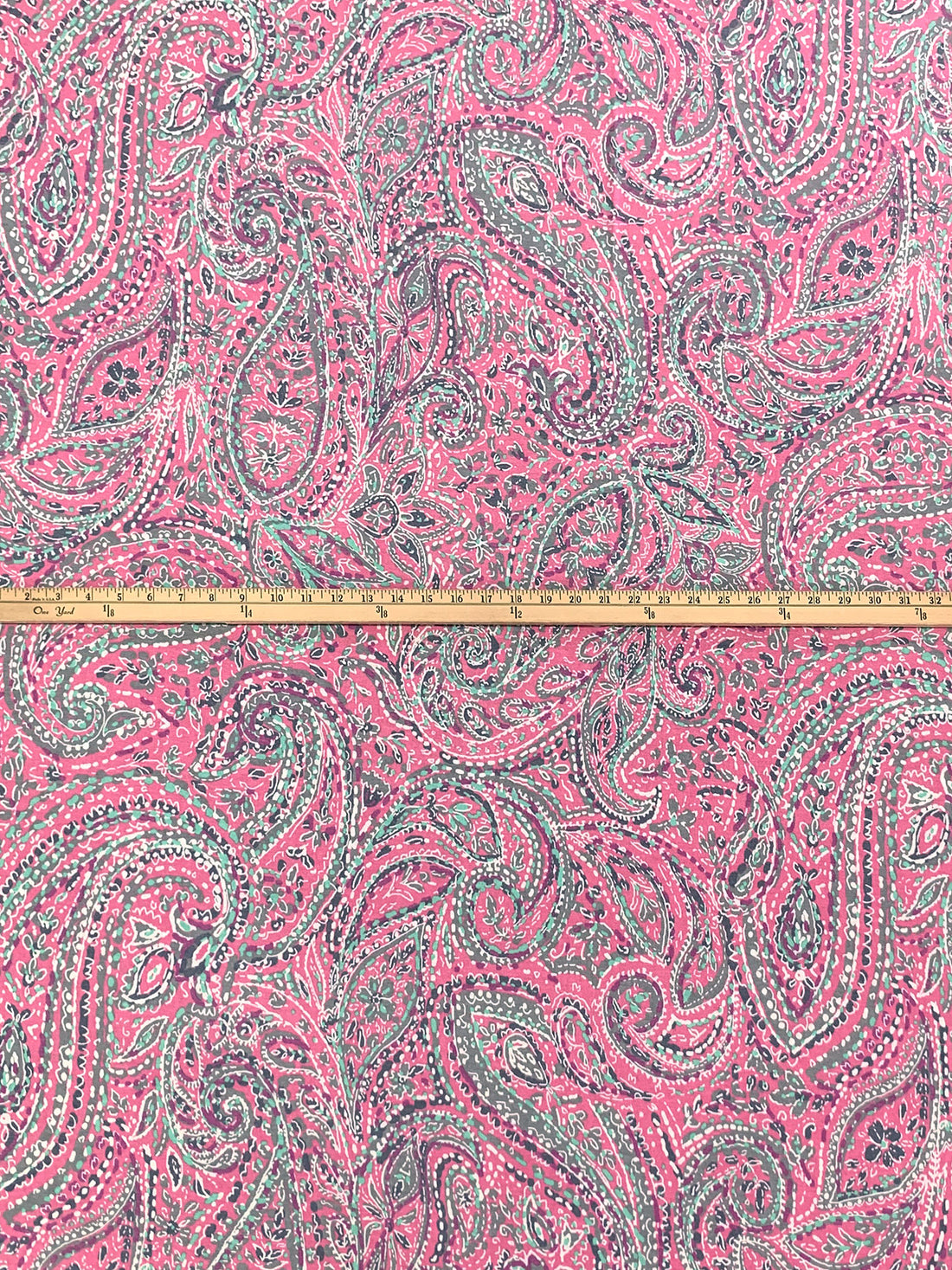 Charm Pink/Old Lavender/White/Multi Polyester/Rayon/Lycra Stylized Paisley Print French Terry Knit - 59W