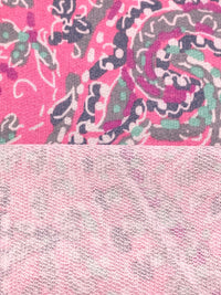 Charm Pink/Old Lavender/White/Multi Polyester/Rayon/Lycra Stylized Paisley Print French Terry Knit - 59W