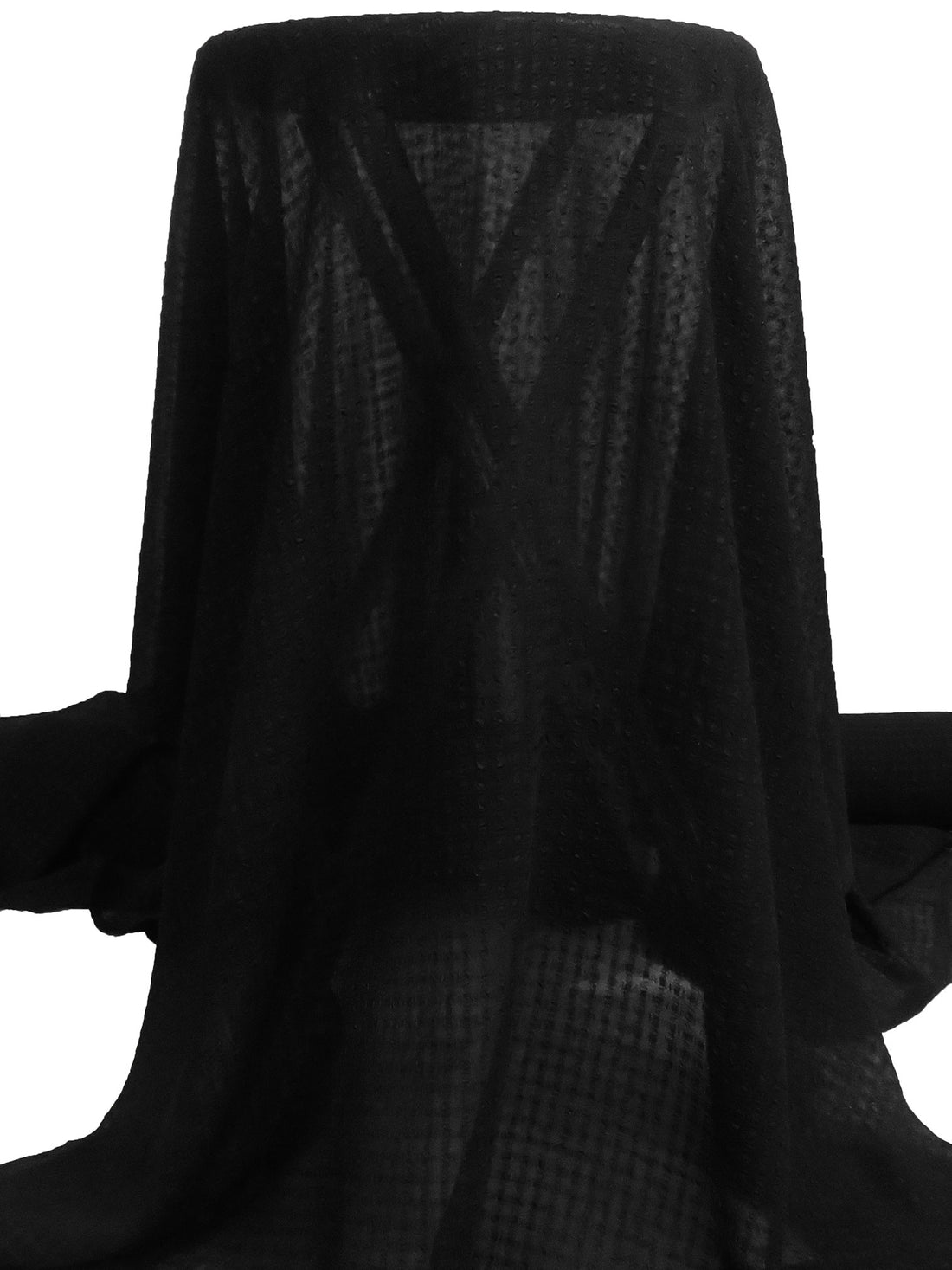Black 100% Polyester Check Weave Crinkle Chiffon 43W