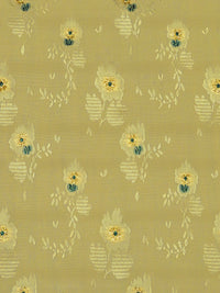 Vegas Gold/Dark Green/Gold 100% Silk Floral On Stripe Weave Jacquard Blouse Weight Woven - NY Designer - 57W