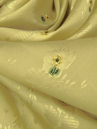 Vegas Gold/Dark Green/Gold 100% Silk Floral On Stripe Weave Jacquard Blouse Weight Woven - NY Designer - 57W