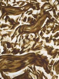 Golden Brown/Dark Brown/Almond/Multi 100% Silk Painterly Abstract Deer Print Twill - NY Designer - 55W