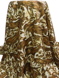 Golden Brown/Dark Brown/Almond/Multi 100% Silk Painterly Abstract Deer Print Twill - NY Designer - 55W