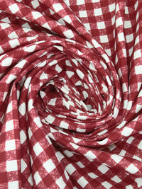 Muted Falu Red/White 100% Cotton Gingham Print Brushed Twill Bottom Weight - NY Designer - 59W