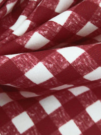 Muted Falu Red/White 100% Cotton Gingham Print Brushed Twill Bottom Weight - NY Designer - 59W