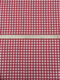 Muted Falu Red/White 100% Cotton Gingham Print Brushed Twill Bottom Weight - NY Designer - 59W
