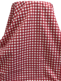 Muted Falu Red/White 100% Cotton Gingham Print Brushed Twill Bottom Weight - NY Designer - 59W