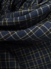 Dark Navy/Black/Beige 100% Cotton Small Plaid Weave Yarn-Dyed Shirting 45W