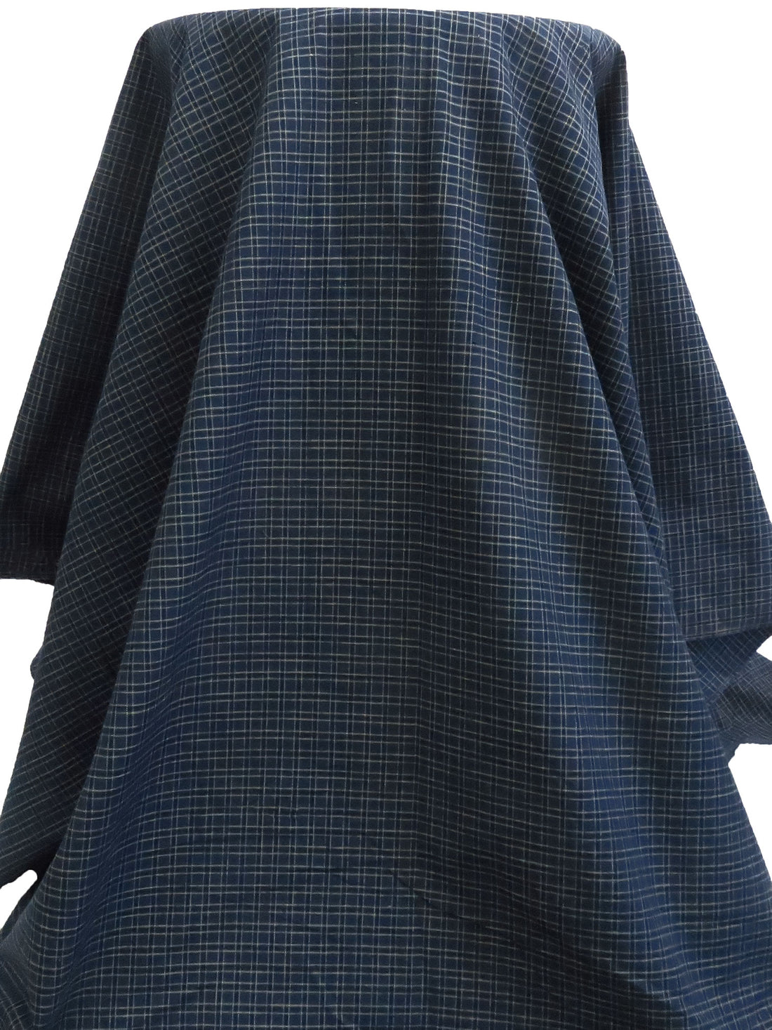 Dark Navy/Black/Beige 100% Cotton Small Plaid Weave Yarn-Dyed Shirting 45W