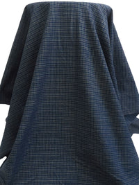 Dark Navy/Black/Beige 100% Cotton Small Plaid Weave Yarn-Dyed Shirting 45W