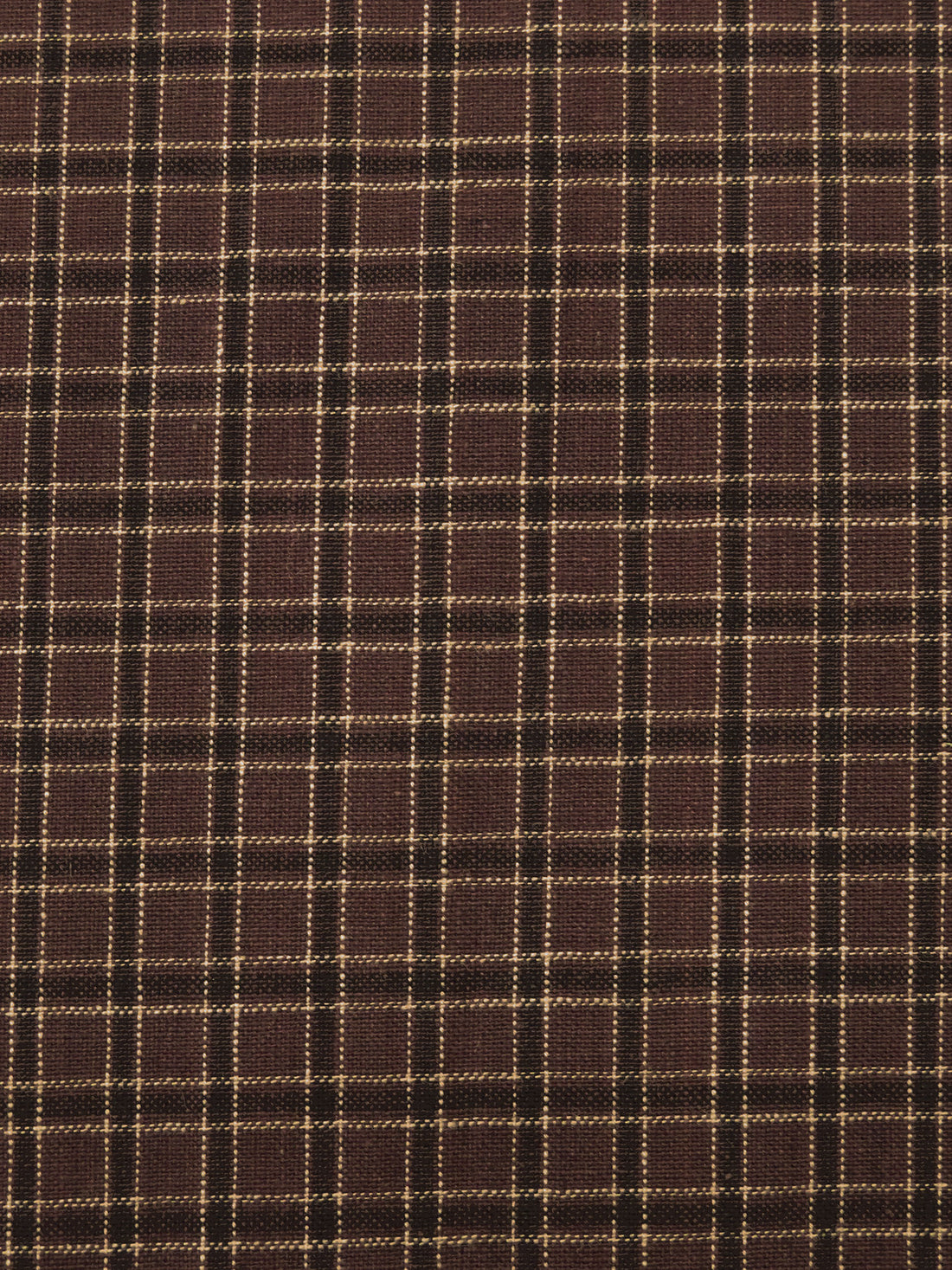 Chocolate/Black/Pale Brown 100% Cotton Small Plaid Weave Yarn-Dyed Shirting 45W
