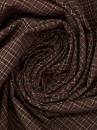Chocolate/Black/Pale Brown 100% Cotton Small Plaid Weave Yarn-Dyed Shirting 45W