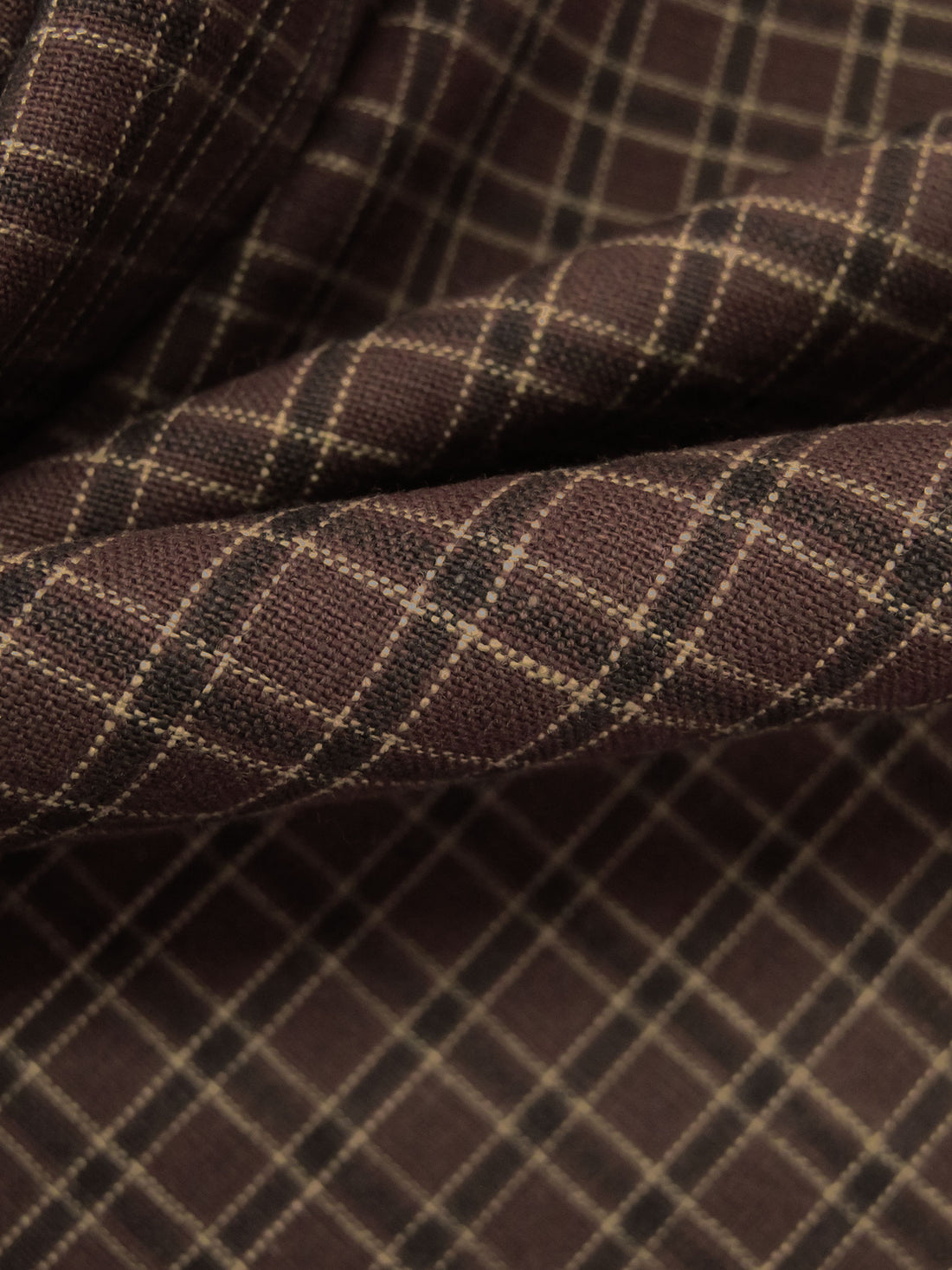 Chocolate/Black/Pale Brown 100% Cotton Small Plaid Weave Yarn-Dyed Shirting 45W