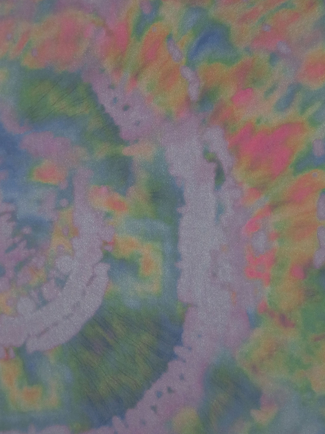 Old Lavender/Deep Puce/Queen Blue/Multi Polyester/Lycra Tie-Dye Look Print Stretch Satin - NY Designer - 53W