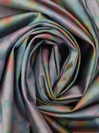 Old Lavender/Deep Puce/Queen Blue/Multi Polyester/Lycra Tie-Dye Look Print Stretch Satin - NY Designer - 53W