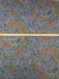 Old Lavender/Deep Puce/Queen Blue/Multi Polyester/Lycra Tie-Dye Look Print Stretch Satin - NY Designer - 53W