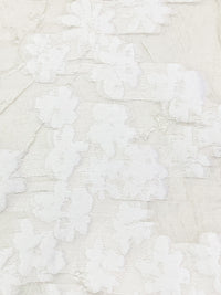 Penguin White Silk/Polyester Floral Burnout Jacquard Organza - Imported From Italy By NY Designer - 55W