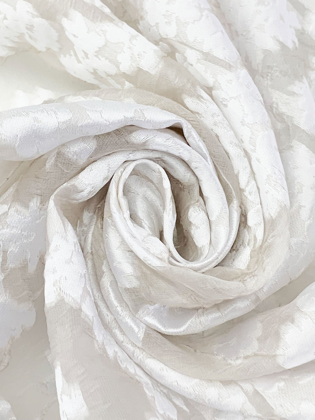 Penguin White Silk/Polyester Floral Burnout Jacquard Organza - Imported From Italy By NY Designer - 55W