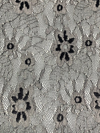 Off-White/Black 100% Polyester Floral Weave Lace Netting 54W