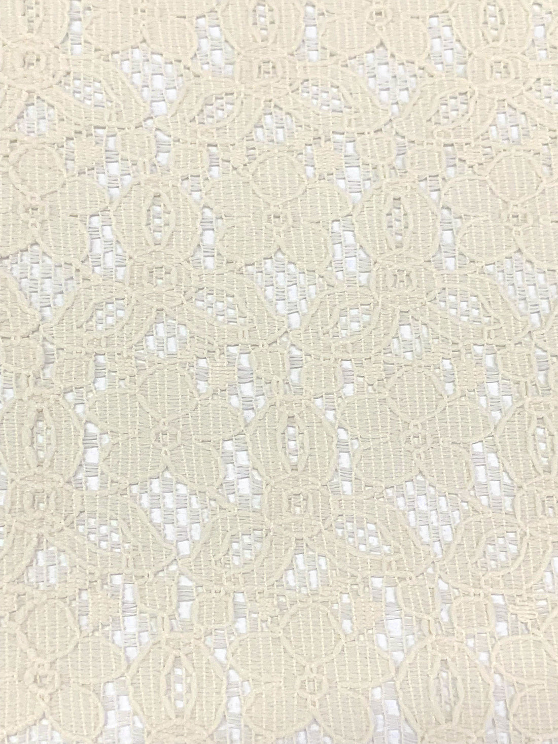 White Coffee 100% Polyester Corded Floral Weave Lace 43W