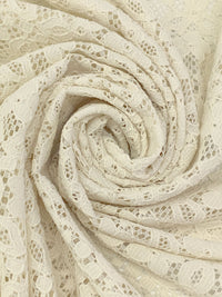 White Coffee 100% Polyester Corded Floral Weave Lace 43W