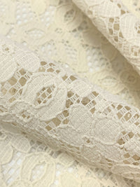 White Coffee 100% Polyester Corded Floral Weave Lace 43W