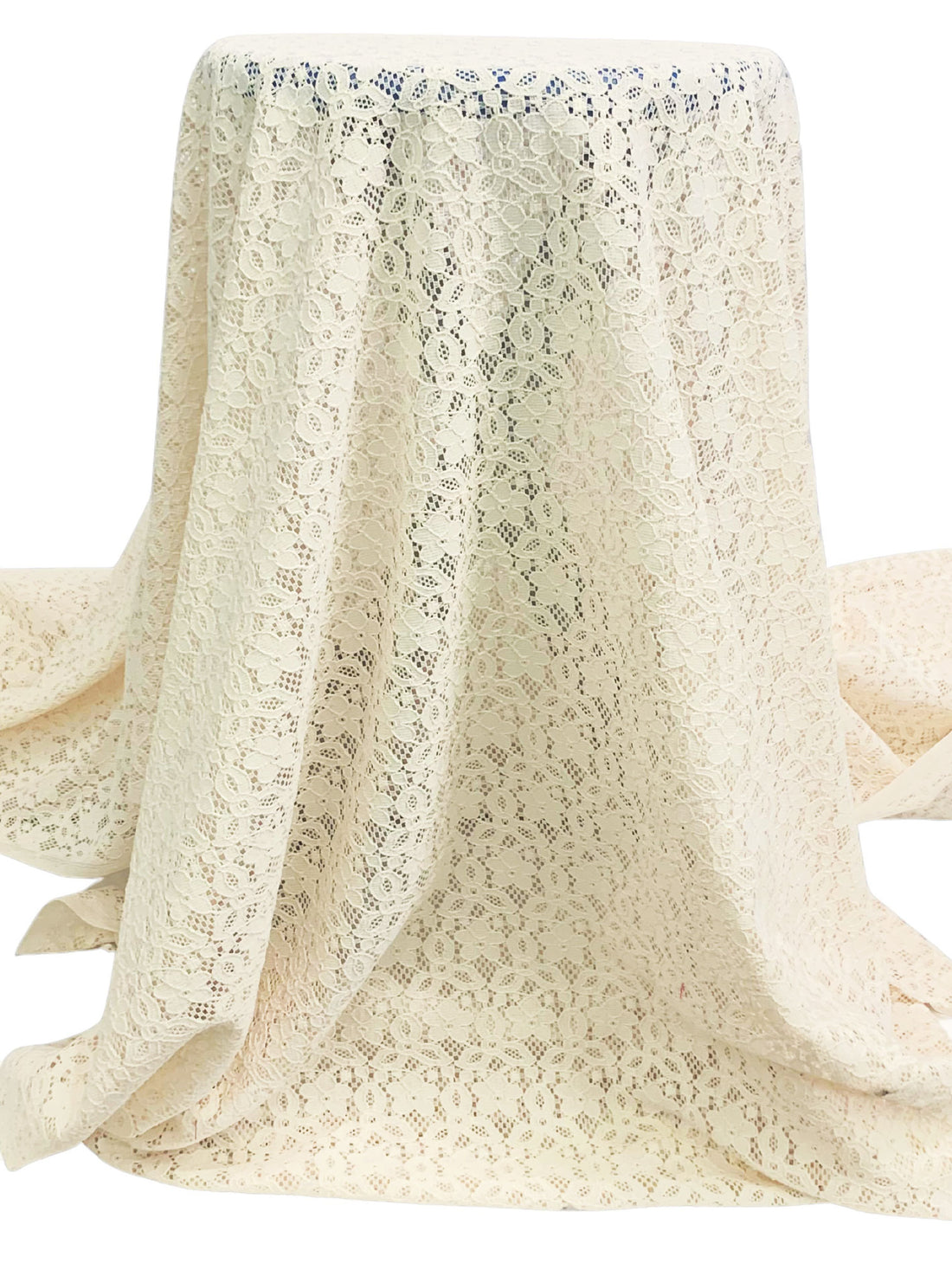 White Coffee 100% Polyester Corded Floral Weave Lace 43W