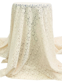 White Coffee 100% Polyester Corded Floral Weave Lace 43W