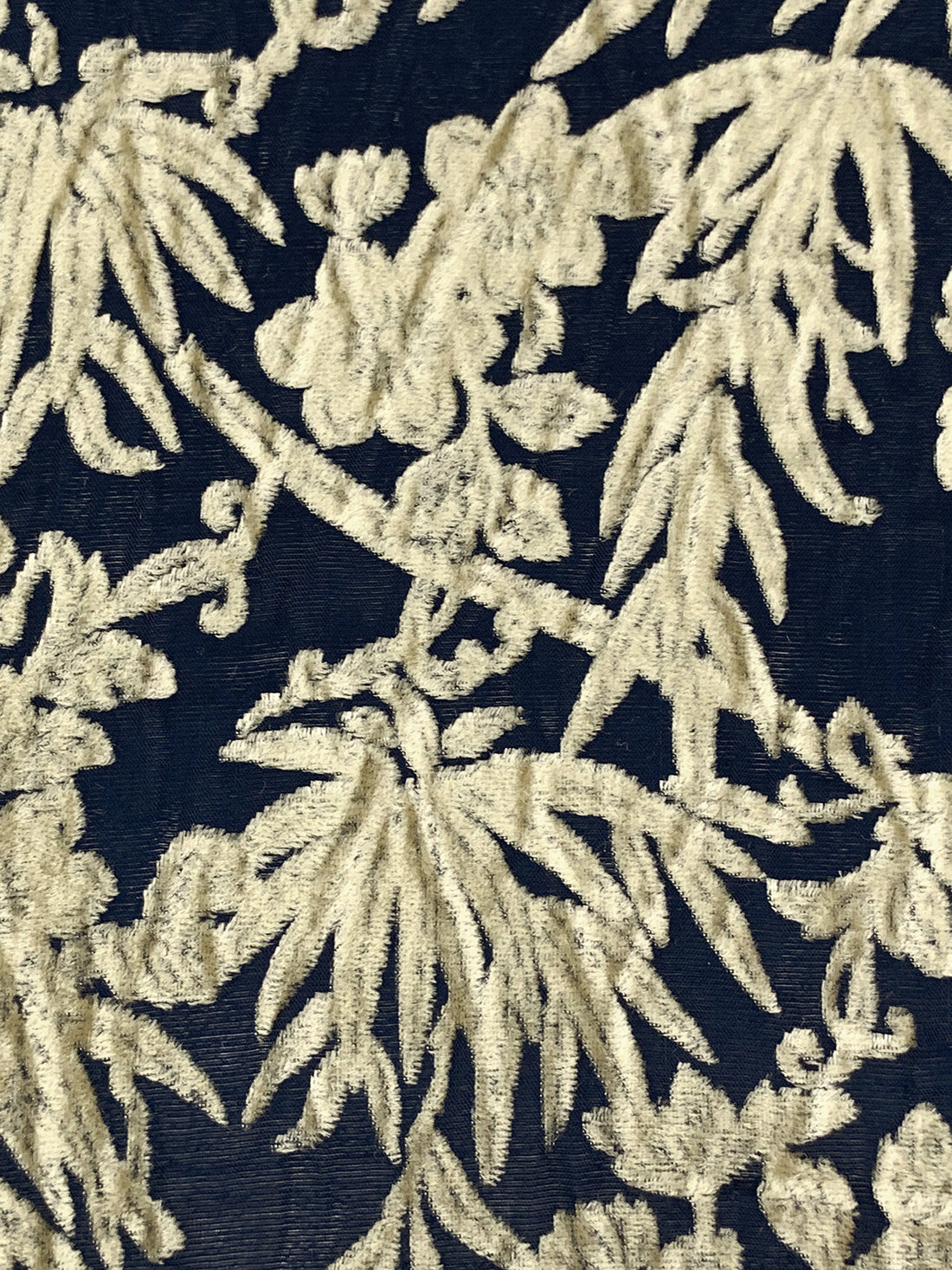 Cream/Dark Navy Polyester/Nylon Floral Velvet Burnout Chiffon - NY Designer - 42W