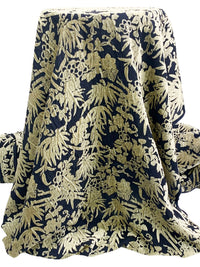 Cream/Dark Navy Polyester/Nylon Floral Velvet Burnout Chiffon - NY Designer - 42W
