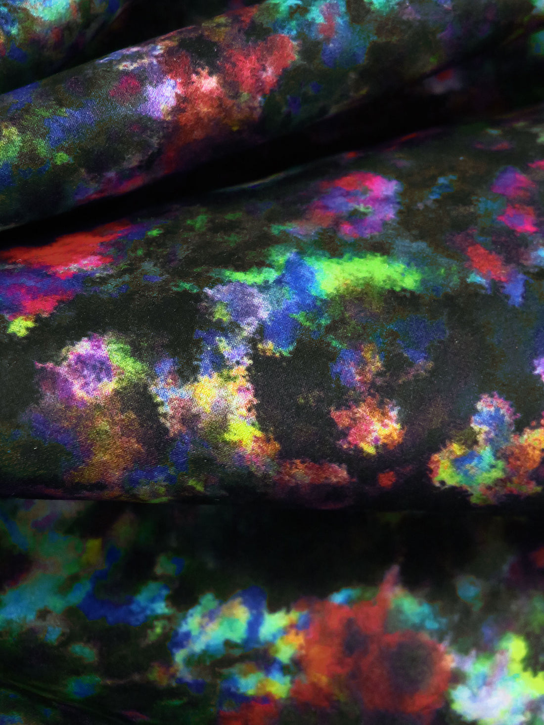 Black/Lime/Scarlet/Multi 100% Silk Grunge Print Satin-faced Broadcloth - NY Designer - 43W