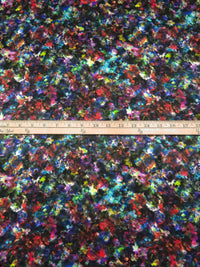 Black/Lime/Scarlet/Multi 100% Silk Grunge Print Satin-faced Broadcloth - NY Designer - 43W