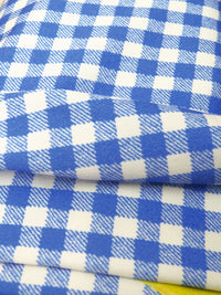 SOLD BY THE PANEL - Dark Cornflower/White/Lemon Green/Multi 100% Cotton Floral On Gingham Print Fine Twill Bottom Weight Woven - NY Designer - 59W