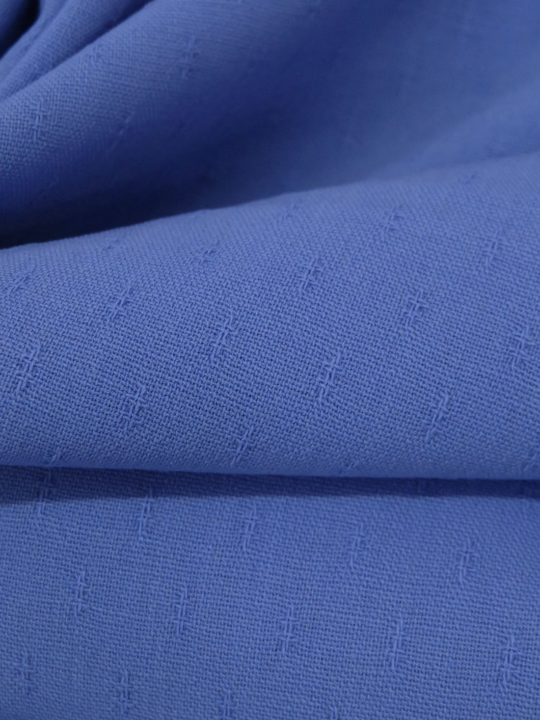 SOLD AS IS ONLY - Dark Cornflower Blue Wool/Lycra Leno Dot Stretch Suiting - NY Designer - 59W