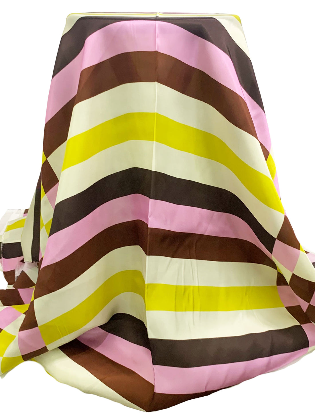 Mahogany/Pastel Magenta/Margarine 100% Rayon Check Stripe Twill Woven - NY Designer - 54W