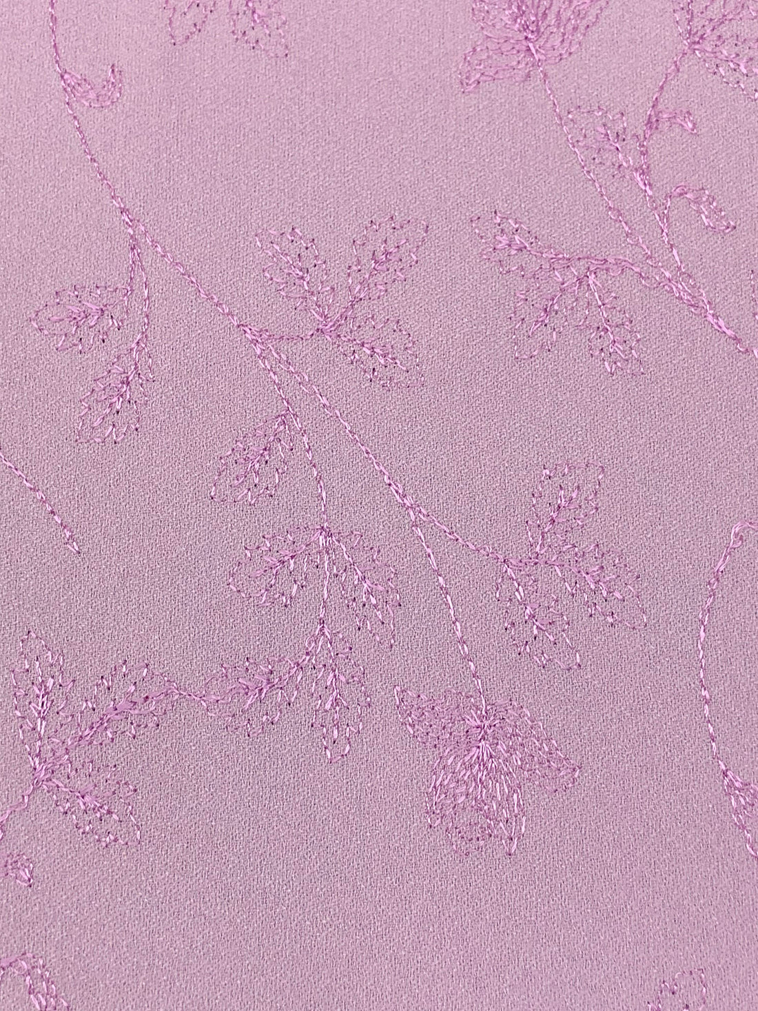 Pink Lavender Polyester/Lycra Embroidered Floral Branches Crepe Suiting - Nicole Miller - 40W