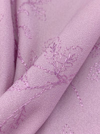 Pink Lavender Polyester/Lycra Embroidered Floral Branches Crepe Suiting - Nicole Miller - 40W