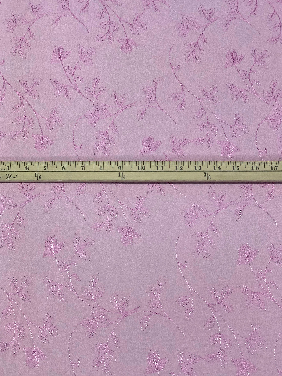 Pink Lavender Polyester/Lycra Embroidered Floral Branches Crepe Suiting - Nicole Miller - 40W