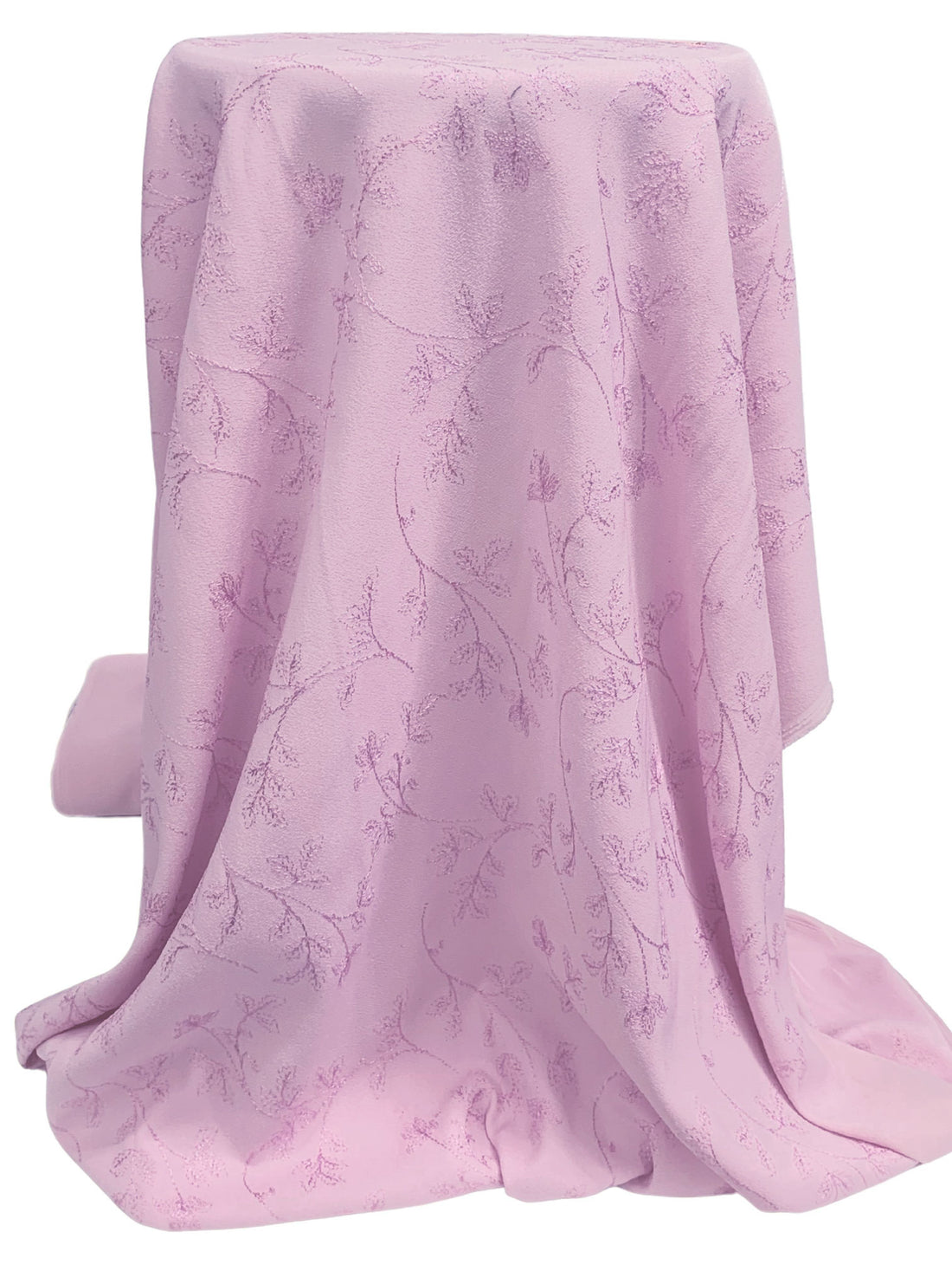 Pink Lavender Polyester/Lycra Embroidered Floral Branches Crepe Suiting - Nicole Miller - 40W