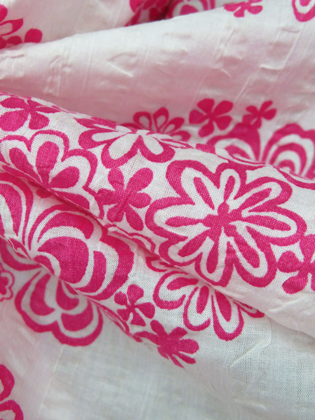 White/Muted Raspberry 100% Cotton Paisley Shaped Floral Print on Stripe Weave Seersucker Voile - Tori Richard - 46W