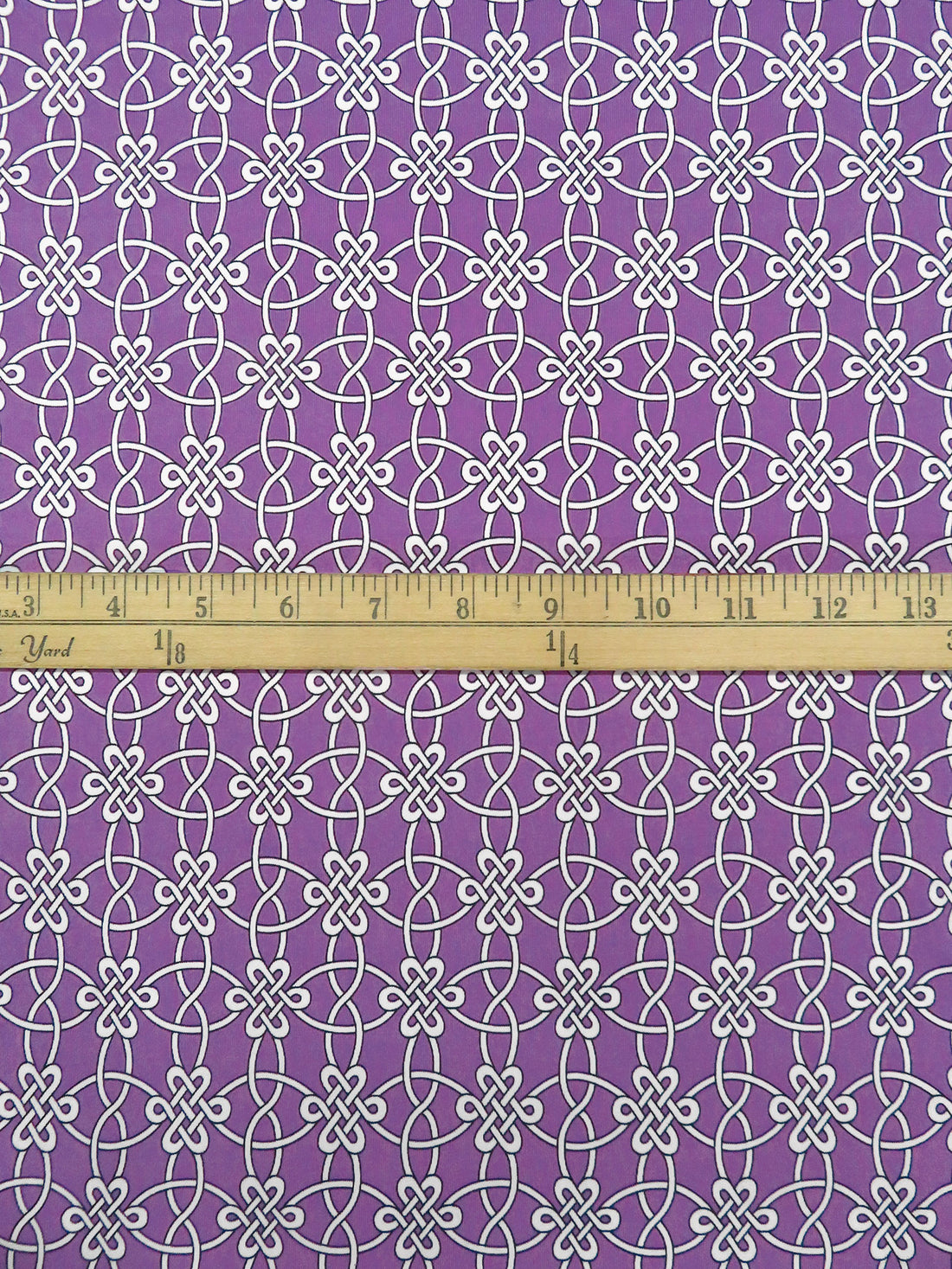 Deep Lilac/White/Black Rayon/Lycra Celtic Knot Print Smooth Jersey Knit - NY Designer - 42W