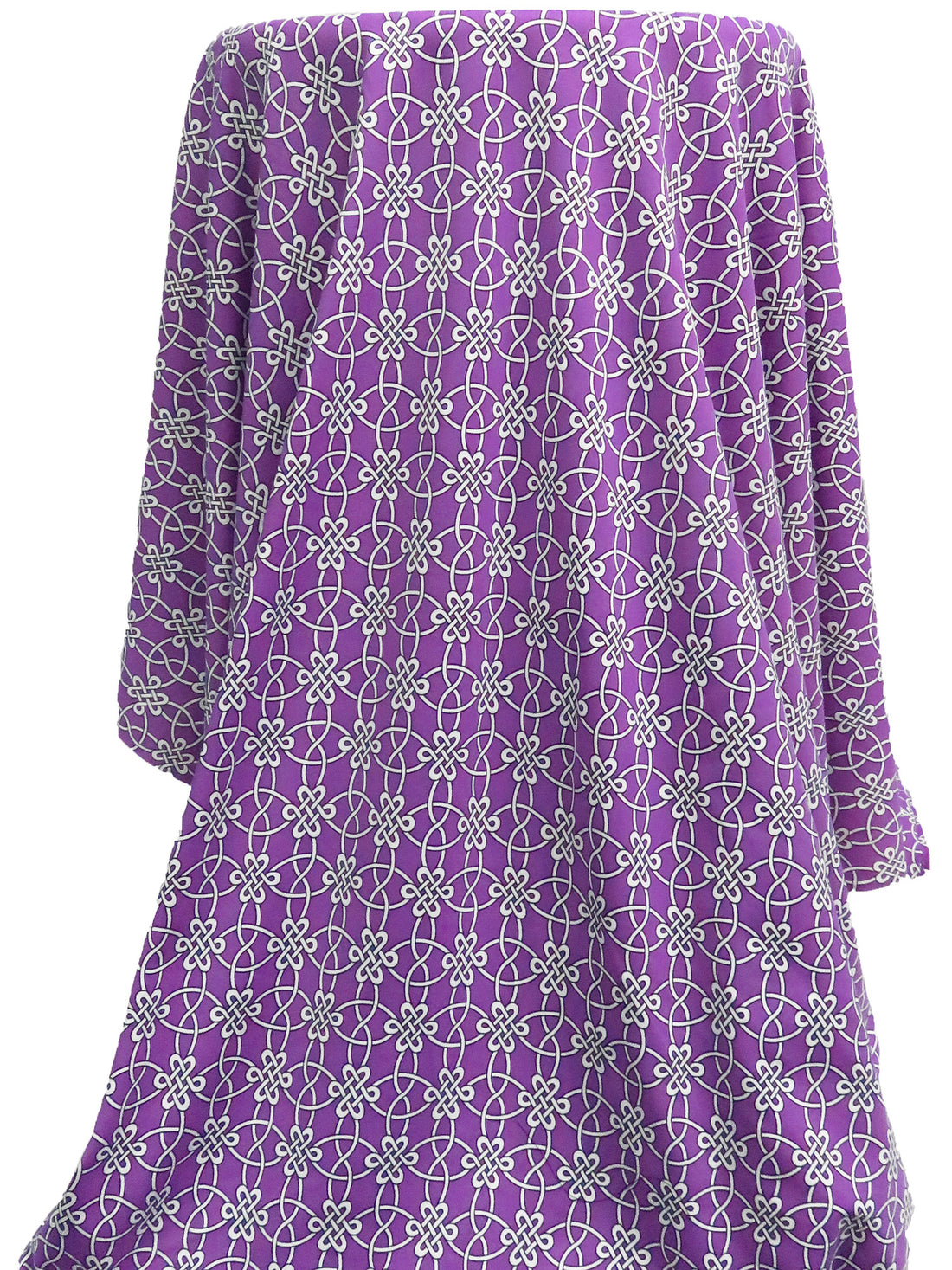 Deep Lilac/White/Black Rayon/Lycra Celtic Knot Print Smooth Jersey Knit - NY Designer - 42W