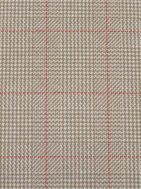 Pale Brown/White/Scarlet Polyester/Lycra Plaid Weave Double Knit - NY Designer - 58W