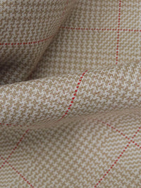 Pale Brown/White/Scarlet Polyester/Lycra Plaid Weave Double Knit - NY Designer - 58W